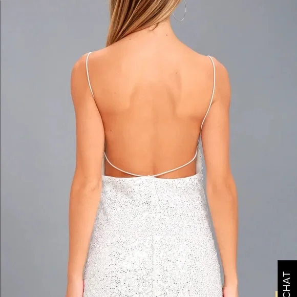 force of fashion white backless sequin mini dress Say So White Beaded Mini Dress - US 4